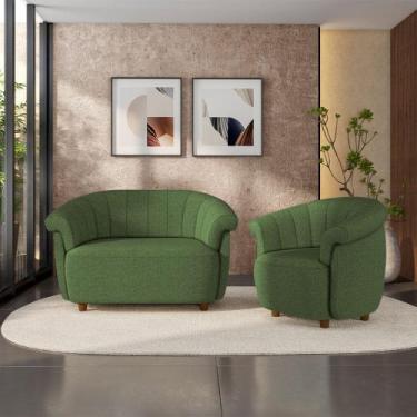 Imagem de Conjunto Sala de Estar Decorativo Latvia Sofá Namoradeira e Poltrona P