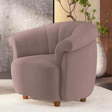 Imagem de Poltrona Decorativa Latvia 86cm Pés de Madeira Veludo Rose G45 - Gran 