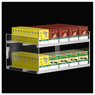 Imagem de Suporte de exibição automático para cigarros – Suporte de armazenamento de cigarro de acrílico de 2 camadas para varejo e supermercados, 5 colunas, ideal para negociantes de cigarros e comerciantes