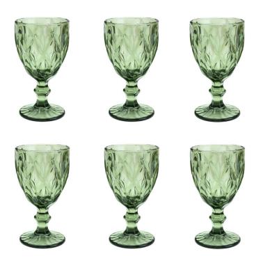 Imagem de Conjunto De Taças De Vidro Para água 6 Peças 325 Ml Diamonds Verde Lyor