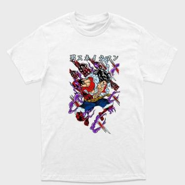 Imagem de Camiseta Branca One Piece  Monkey D. Luffy gear fourth gomu gomu gatli