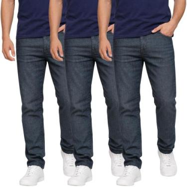 Imagem de Kit C/3 Calças Jeans Masculina para Trabalho 100% Algodão Reforçada Pr