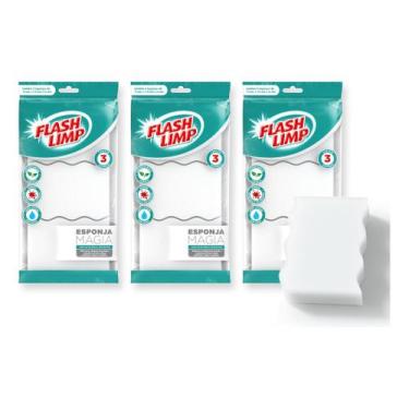 Imagem de Esponja Tira Manchas Sujeira Kit 9 Unidades Flash Limp