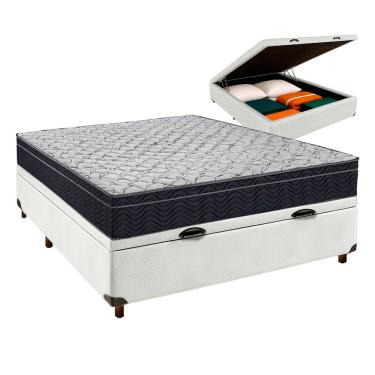 Imagem de Cama Box Bau Branco + Colchão Casal Airtech 150 Ortobom