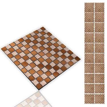 Imagem de Pastilha De Vidro Adesiva Kit 20 Uni Parede Cozinha Banheiro Sala Decorativa Moderna Requintado Reforma Aplicacao Facil