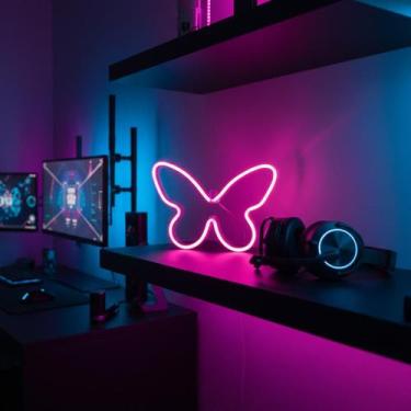 Imagem de Transforme seu Quarto com a Elegante Luminária Borboleta Neon de Luz S