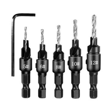 Imagem de Conjunto De Brocas Escareadoras Cônicas Para Madeira, Alargador De Cha