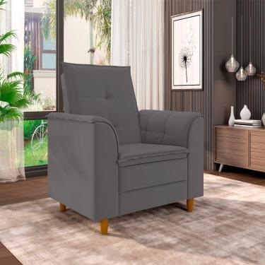 Imagem de Poltrona Para Sala Confortável Decorativa Isa Suede cinza