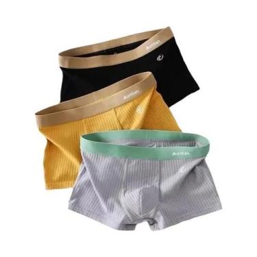 Imagem de Cuecas Boxer Masculinas De Algodão, Pacote Com 3, Confortáveis E Respi
