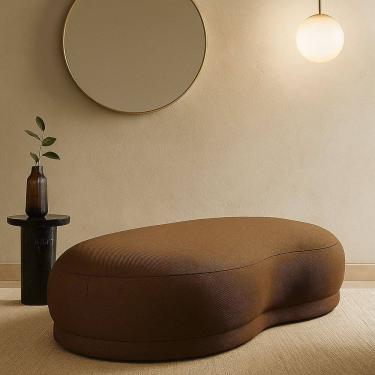 Imagem de Puff Orgânico para Sala de Estar Linho Judi Marrom