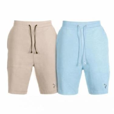 Imagem de Kit 2 Bermuda Plus Size Basica G1 ao G5 Algodão Poliester Bolso Lateral e Traseiro Cordão Ajustavel-Masculino