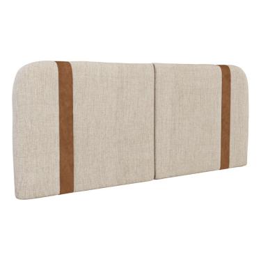 Imagem de Cabeceira Painel Orgânico Cama Box Casal Padrão Flay 140cm Dobrável Linho Bege - Abmaza