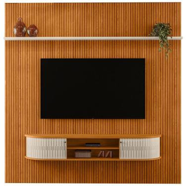 Imagem de Rack com Painel para TV Romani M07 75 Pol 238 cm MDF MDP com Prateleira Superior Off White