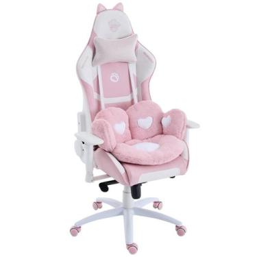 Imagem de Cadeira Gamer Ninja MewMew Pro Edition, Reclinável, 2D, Rosa e Branco,