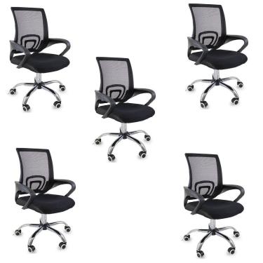 Imagem de Kit 5 Cadeiras De Escritório Oficial Begônia Mesh Ergonômica