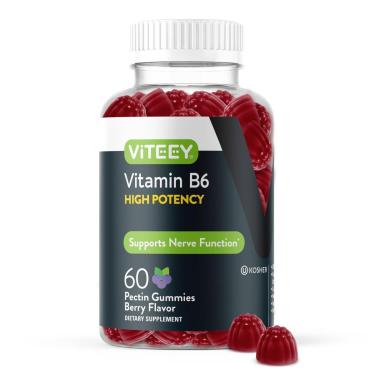 Imagem de Gomas de vitamina B6 Viteey 100mg para adultos e adolescentes 60 unidades-Unissex