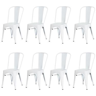 Imagem de Kit 8 Cadeiras Tolix Iron Design Branca Aço Industrial Sala Cozinha Jantar Bar