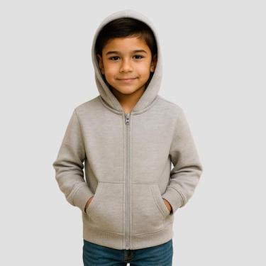 Imagem de Jaqueta Casaco Moletom Canguru Infantil Com Capuz e Zíper Unissex - Ag