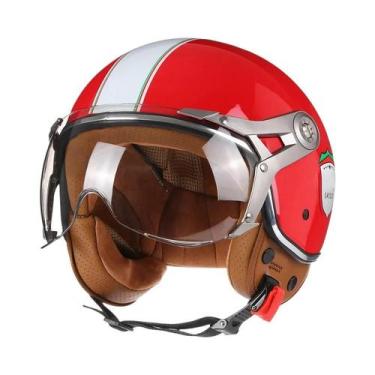 Imagem de Capacete De Motocicleta Vintage Retro Aberto DOT 3 4 Para Homens E Mul