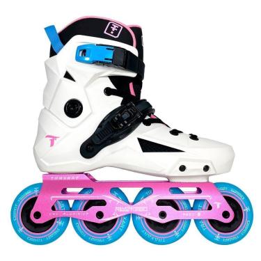 Imagem de Patins Traxart Revolt Turbo Branco com Rosa - 80mm ABEC-9 Cromo-Feminino
