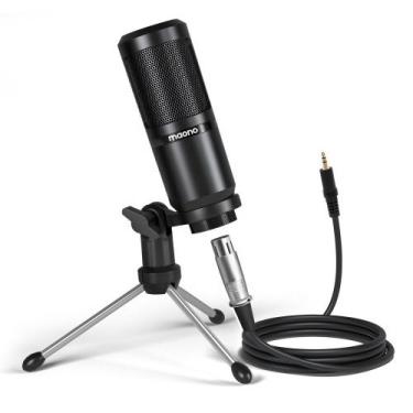 Imagem de Microfone Condensador Gravação/Studio XLR Maono c/Tripé, Espuma, p/Pod