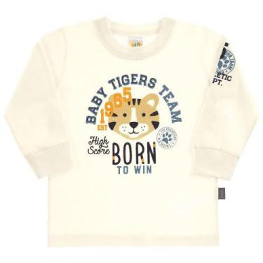 Imagem de Camiseta Manga Longa Bebê Menino Pulla Bulla Ref. 38554, Creme, M