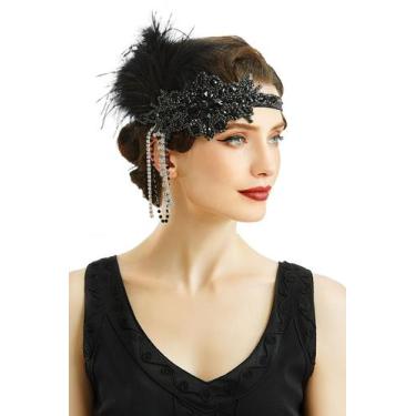 Imagem de Bandana BABEYOND 1920s Flapper Feather Great Gatsby Party
