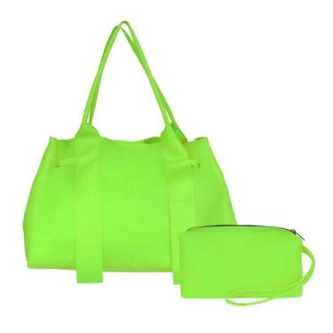 Imagem de Bolsa de Praia Grande Feminina com Necessarie Lavini, Único, Verde, Fe