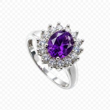 Imagem de Anel Formatura Feminino Prata 925 Oval - Maça de Prata Joias, Roxo, 18