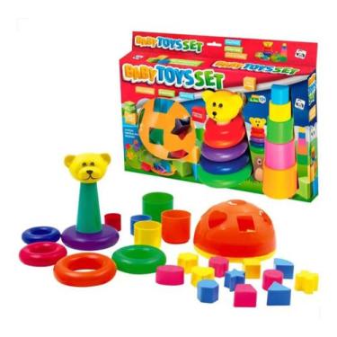 Imagem de Brinquedo Educativo Didático Blocos de Montar E Empilhar Criança Bebê 
