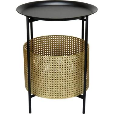 Imagem de Mesa Lateral Home&Co 51x40cm Metal Dourado Enfeite Decoração Multiuso 