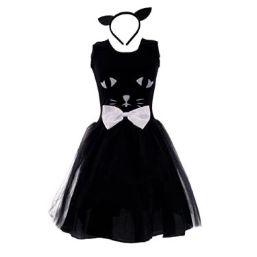 Imagem de Fantasia Gatinha Infantil de Luxo Vestido Orelhinha e Rabinho P 5-6