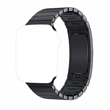 Imagem de Pulseira Aço Inoxidável Elos Botão, Compatível com Apple Watch (42/44/45, Preto)