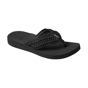 Imagem de REEF Chinelo feminino Spring Woven para praia, alça de tecido macio e palmilha acolchoada, Preto, 36