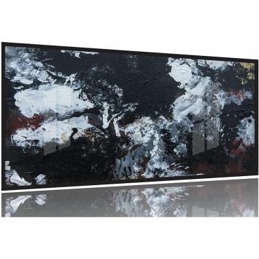 Imagem de Quadro Abstrato Moderno Preto e Branco Para Sala Hall Moldura Preta 2x2