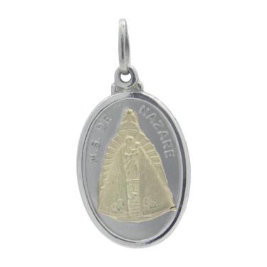 Imagem de Pingente de aço Nossa Senhora de Nazaré com Ouro 23x16mm