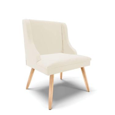 Imagem de Cadeira Veludo Bege Pés Palito Natural