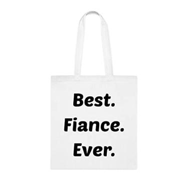 Imagem de Bolsa Best Fiance Ever Tote bag, presente de noiva, de noivo, presente para o melhor noivo, bolsa de ombro para noivo, bolsas reutilizáveis para noivo, presente para noivo e esposa s, Branco