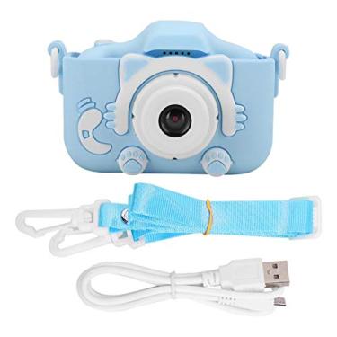 Imagem de Mini câmera infantil de 12 MP, brinquedo para câmera digital, com câmera dupla, bom presente, tela IPS de 2 polegadas, confortável, durável (azul)