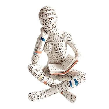 Imagem de Estatueta de mulher de leitura - Polpa mulher lendo estante decoração - Decoração de estante de livros com contornos claros em forma realista de mulher lendo, coleção de mesa de escritório de Riastvy