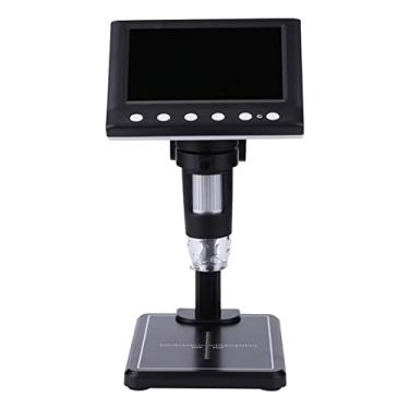 Imagem de Acessórios de microscópio digital portátil Microscópio digital eletrônico 1000X2MP 4,3 polegadas HD LCD Display Acessórios de microscópio (Cor: suporte preto)