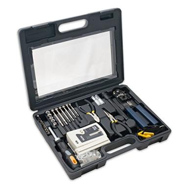 Imagem de Kit de reparo de ferramentas de rede com 50 peças, testador de cabo LAN Ethernet Ferramenta de crimpador coaxial para manutenção do computador para RJ-45/11/12 Cat5/5e com acessórios de conector e conjunto de soquete