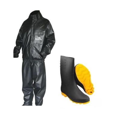 Imagem de Capa De Chuva Piracapas Pvc Gg + Bota Solado Amarelo 43/44