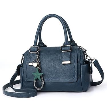 Imagem de Bolsas transversais de alça superior para mulheres bolsa de couro macio bolsa feminina grande bolsa de ombro bolsas tote, Azul