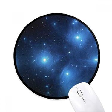 Imagem de DIYthinker Tapete de mouse com estrelas do céu estrelado azul desktop tapete redondo para computador