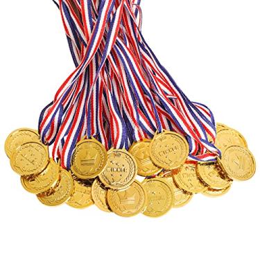 Imagem de 100 Packs Children's Gold Plastic Winner Medals Kids Golden Winner Awards Medals