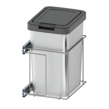 Imagem de Lixeira Para Cozinha Suprema Corrediça Deslizante Lateral 9 litros Cromado Dimec