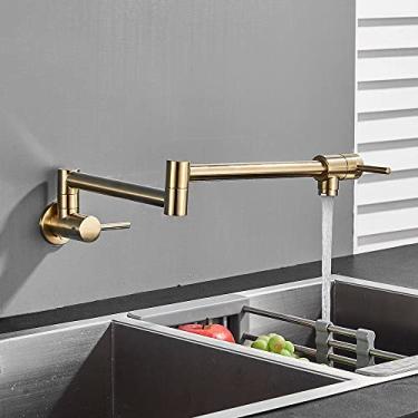 Imagem de Torneira de parede preta cromada única torneira de água fria 360 bico giratório torneira de lavagem dobrável pescoço torneira da cozinha do banheiro, C1