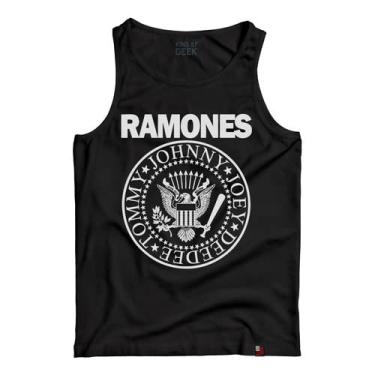 Imagem de Camiseta Regata Ramones Logo Banda Rock Anos 80 Clássicos Tamanho:XG;Cor:Preto