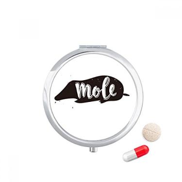 Imagem de Porta-comprimidos de animais em preto e branco da toupeira, caixa de armazenamento de medicamentos, dispensador de recipiente